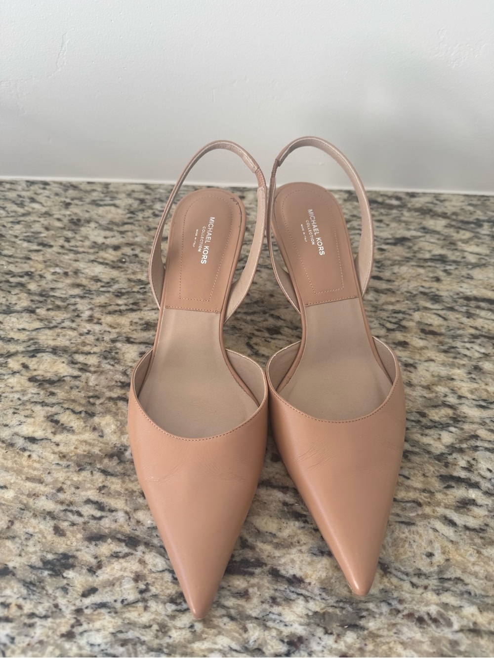 Michael Kors Collection Nude Tan Pointed-Toe Slingback Heels